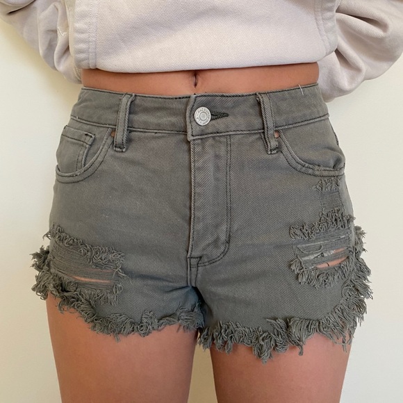 Pacsun light navy green shorts high waisted - Picture 2 of 3